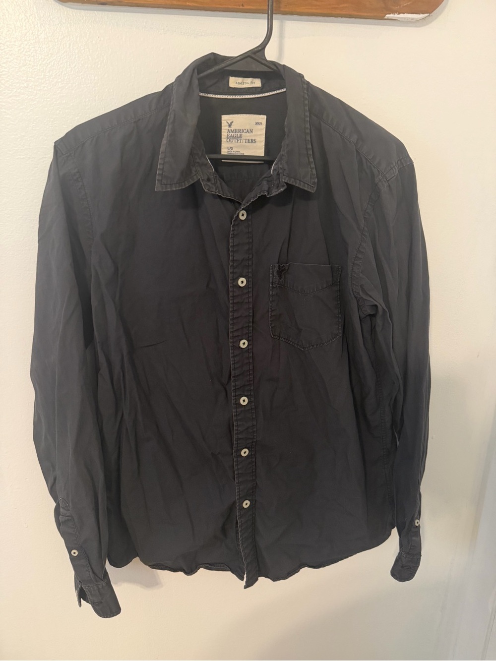 American Eagle Outfitters Charcoal Button-Front Shirt
